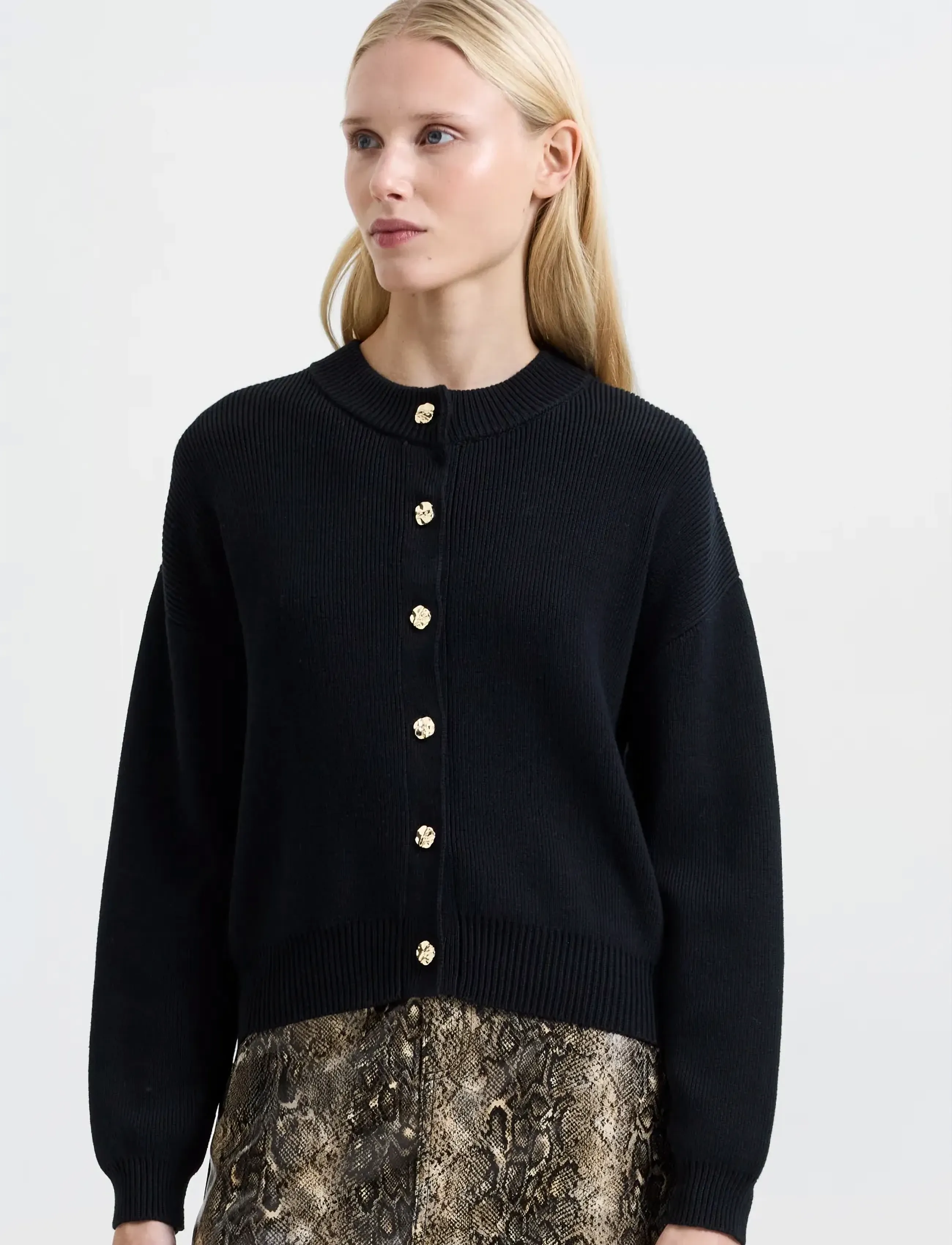 French Connection Milano Mozart Ls Cardi, M, Black, Strik > Cardigans, Dame