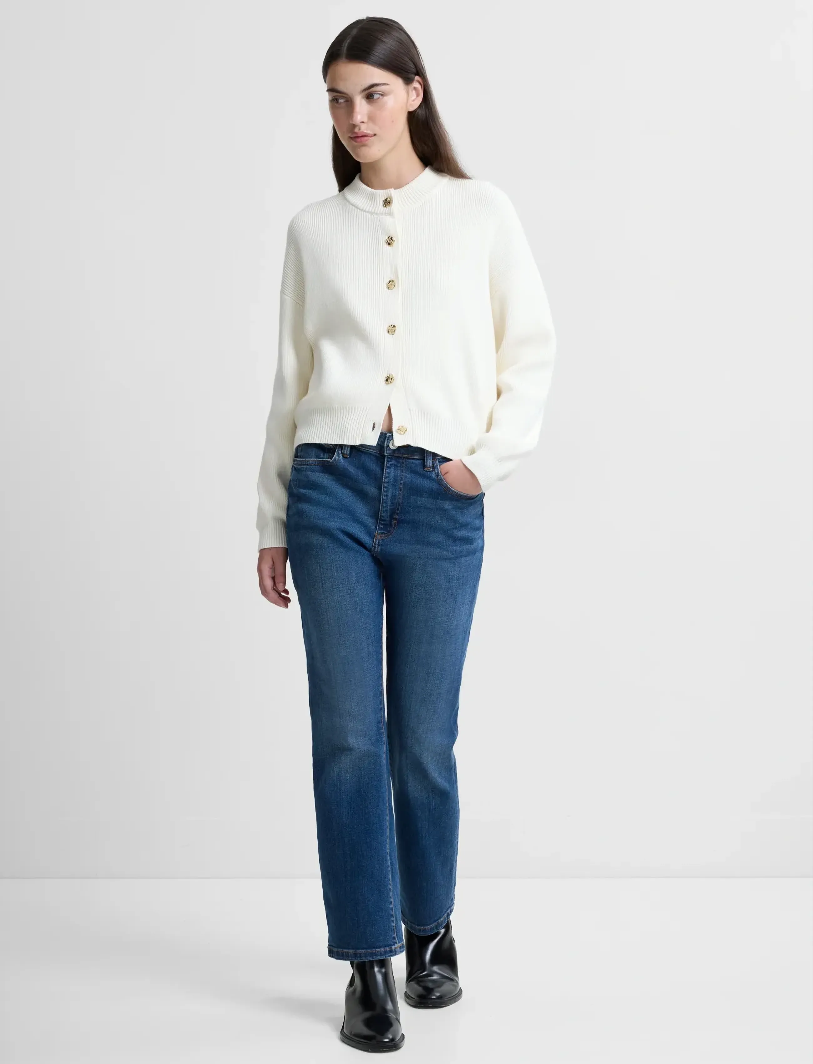French Connection Milano Mozart Ls Cardi, M, Cream, Strik > Cardigans, Dame
