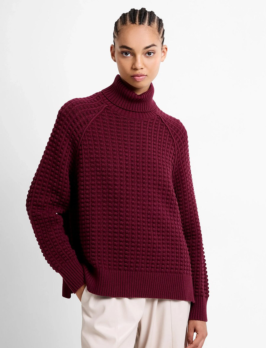 French Connection - KEYA POPCORN LS HIGH NK JUMPER - kõrge kaelusega kudumid - bordeaux red - 0