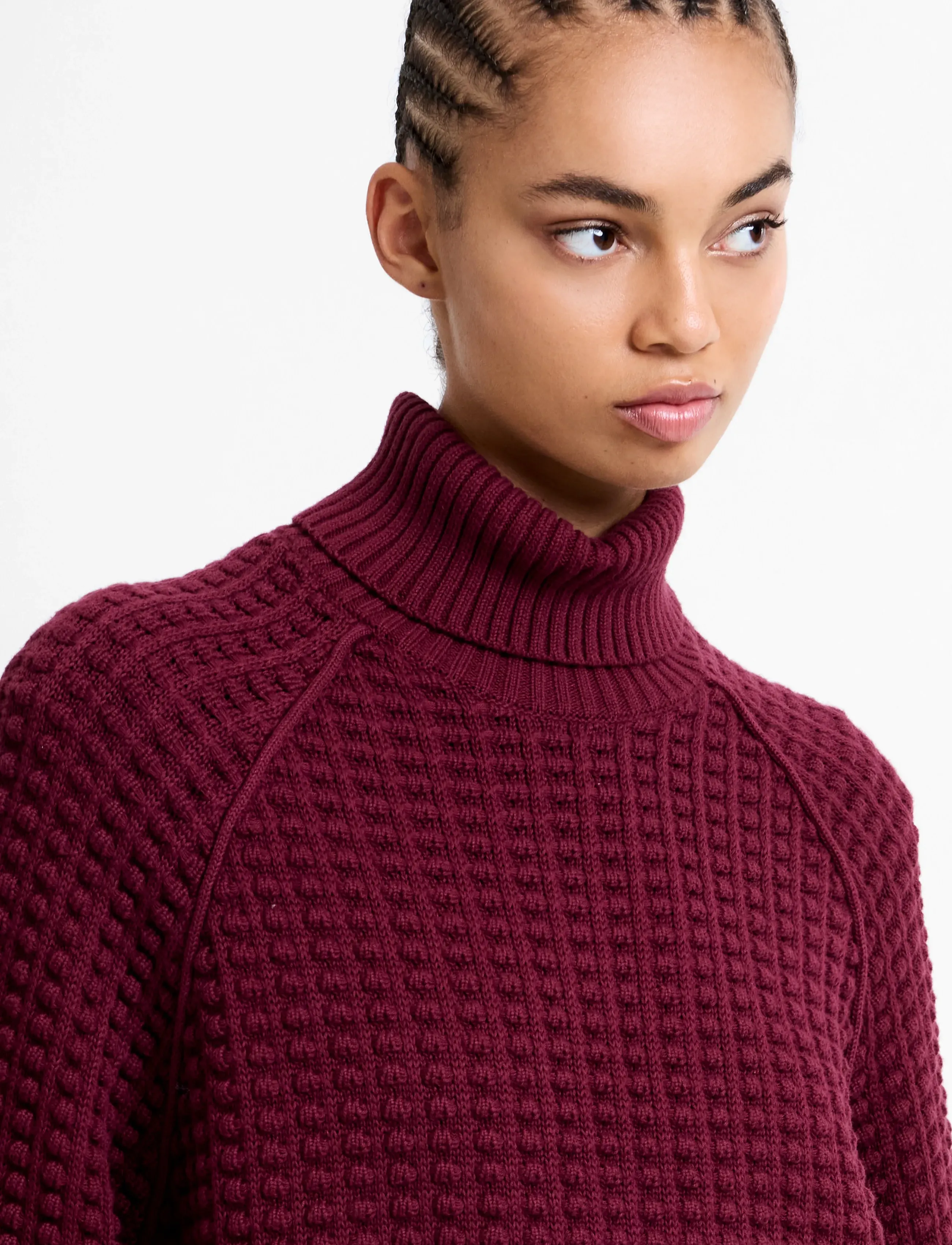 French Connection - KEYA POPCORN LS HIGH NK JUMPER - rullekraver - bordeaux red - 5