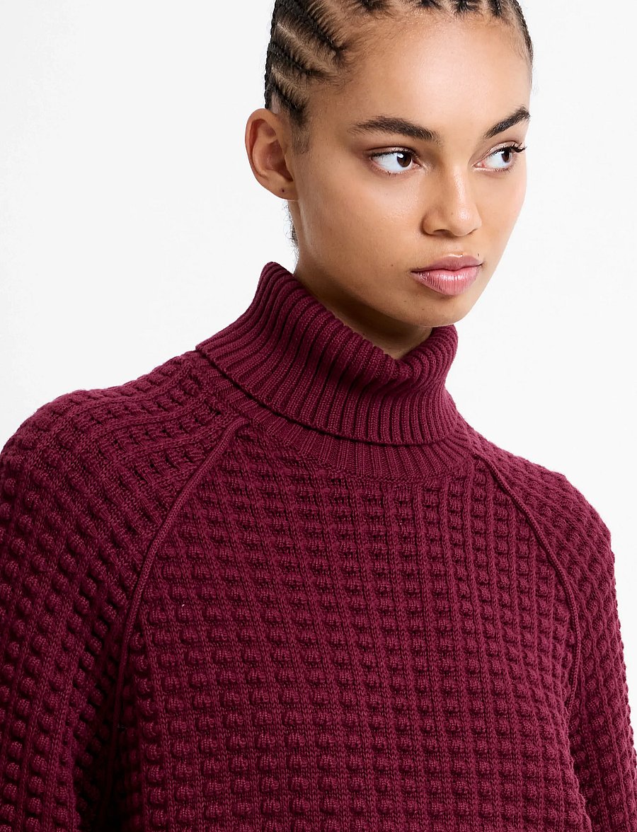 French Connection - KEYA POPCORN LS HIGH NK JUMPER - kõrge kaelusega kudumid - bordeaux red - 5