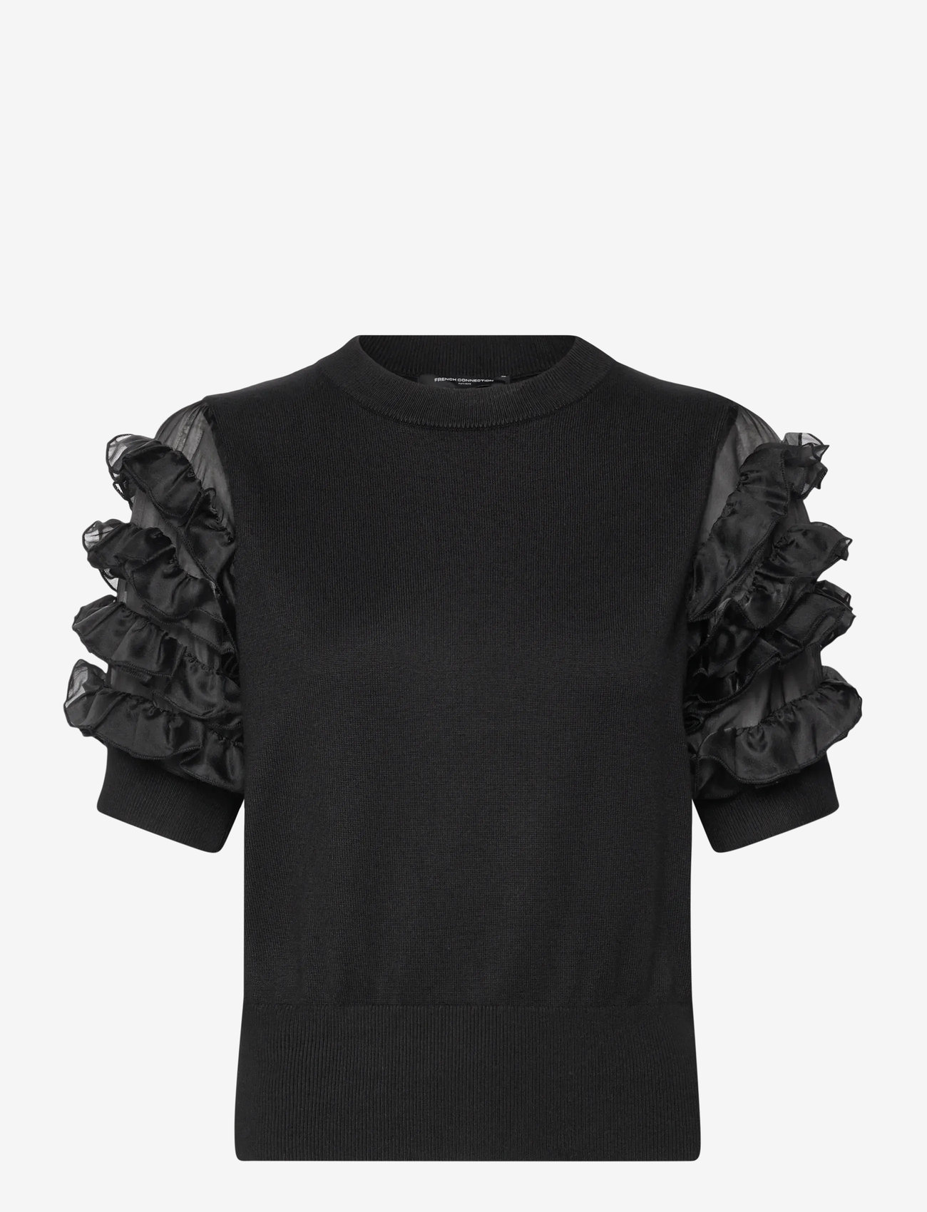 French Connection - KRISTA MIX STACKED RUFFLE TOP - short-sleeved blouses - blackout - 1