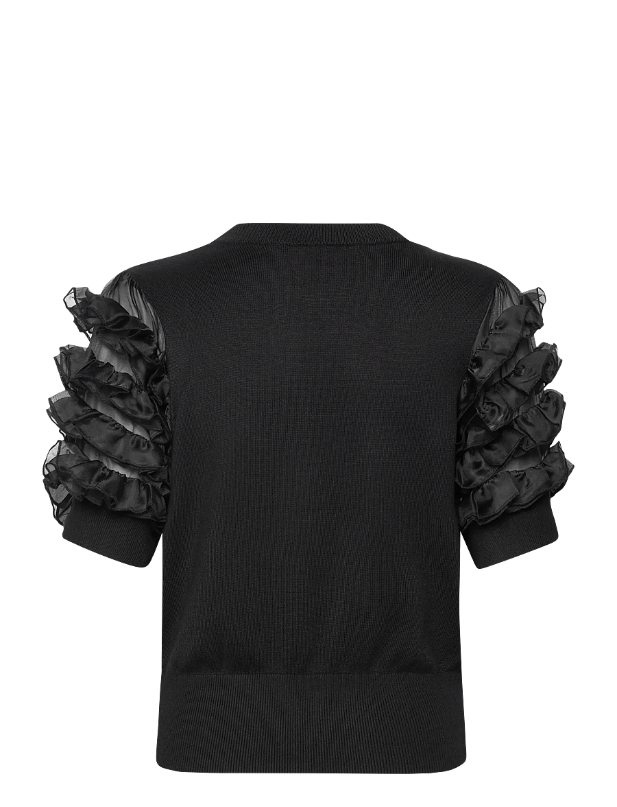 French Connection - KRISTA MIX STACKED RUFFLE TOP - kortärmade blusar - blackout - 2