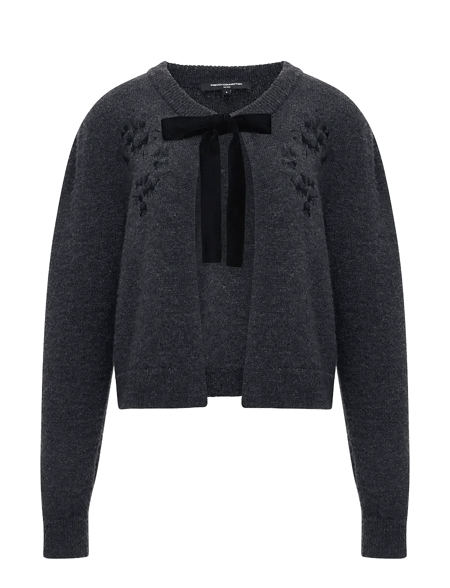 French Connection - IRMA FRONT BOW CARDIGAN - gebreide vesten - charcoal grey black - 1