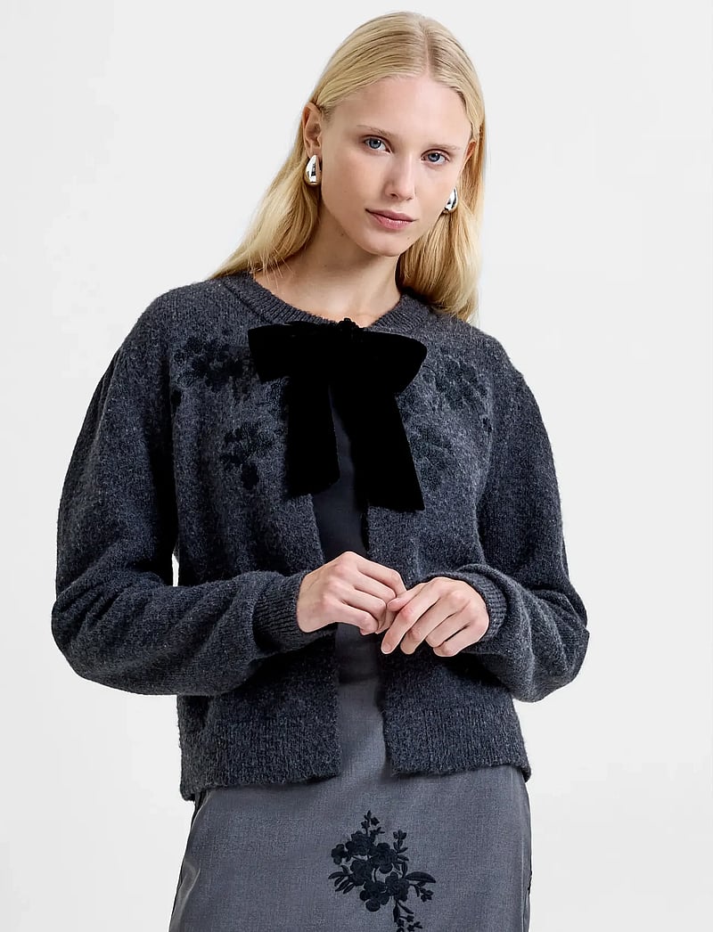 French Connection - IRMA FRONT BOW CARDIGAN - koftor - charcoal grey black - 0