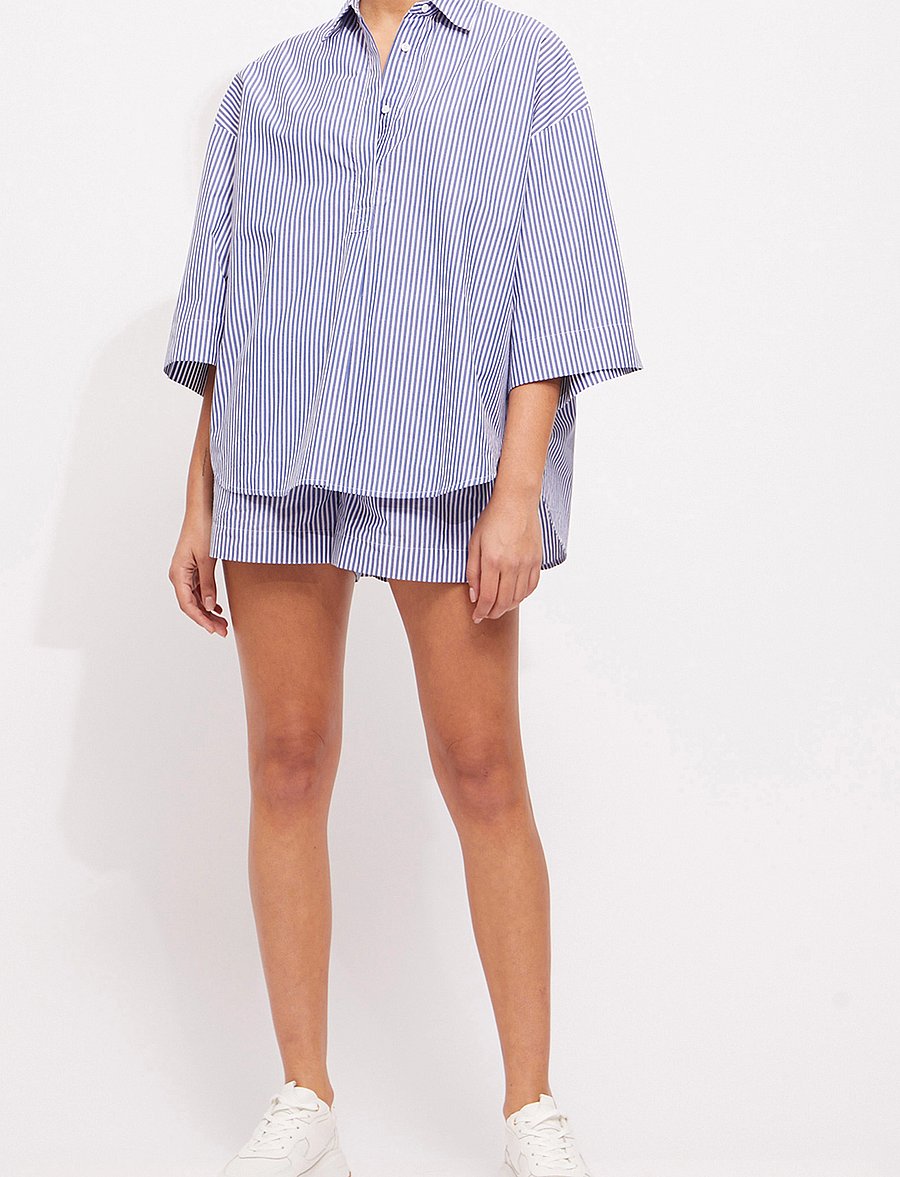French Connection - RHDES POP STRP PUL ON SHRT - freizeitshorts - linen white/marine - 0