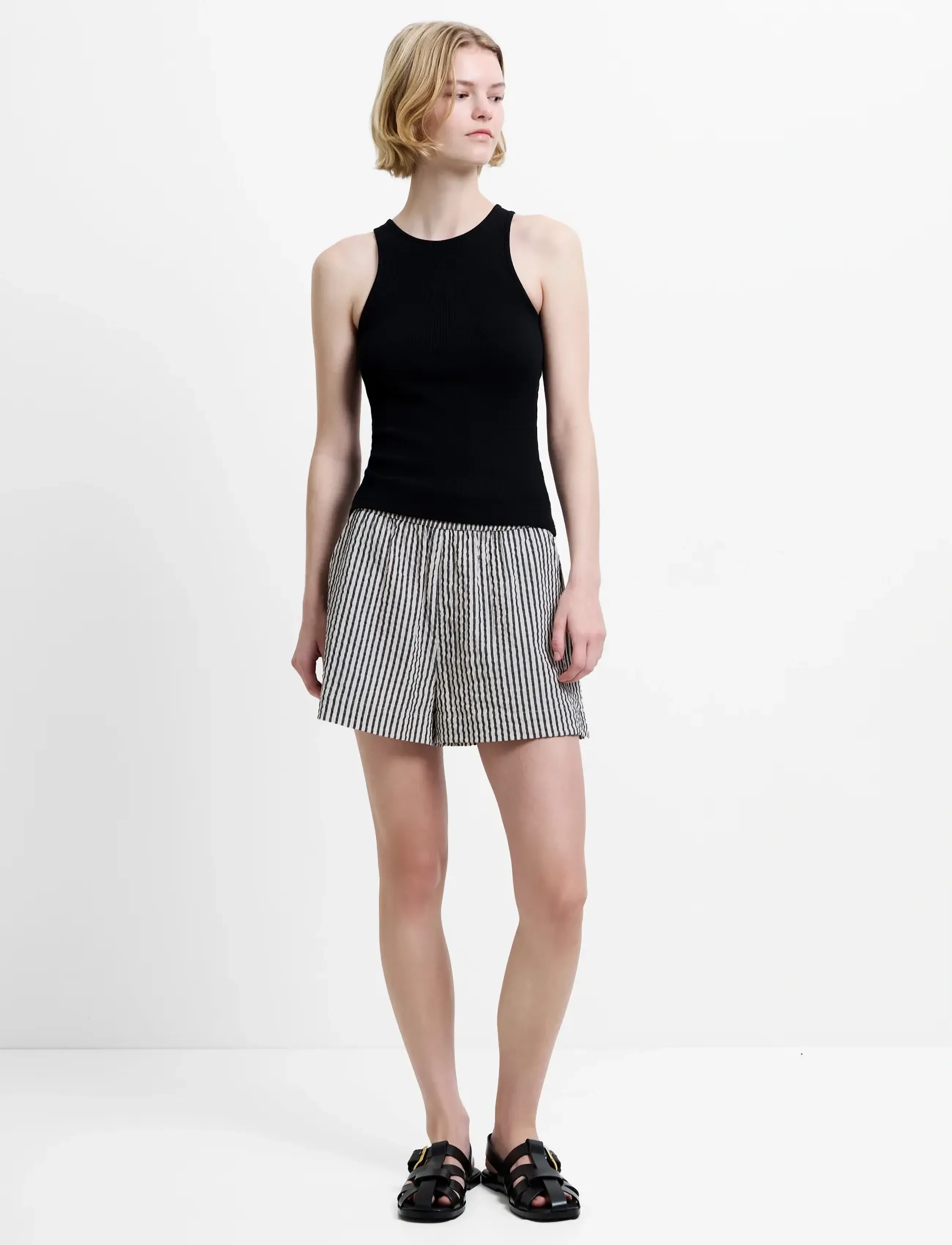 French Connection Lia Stripes Short, Kvinder, Stribede Shorts, Cream, Str: XS