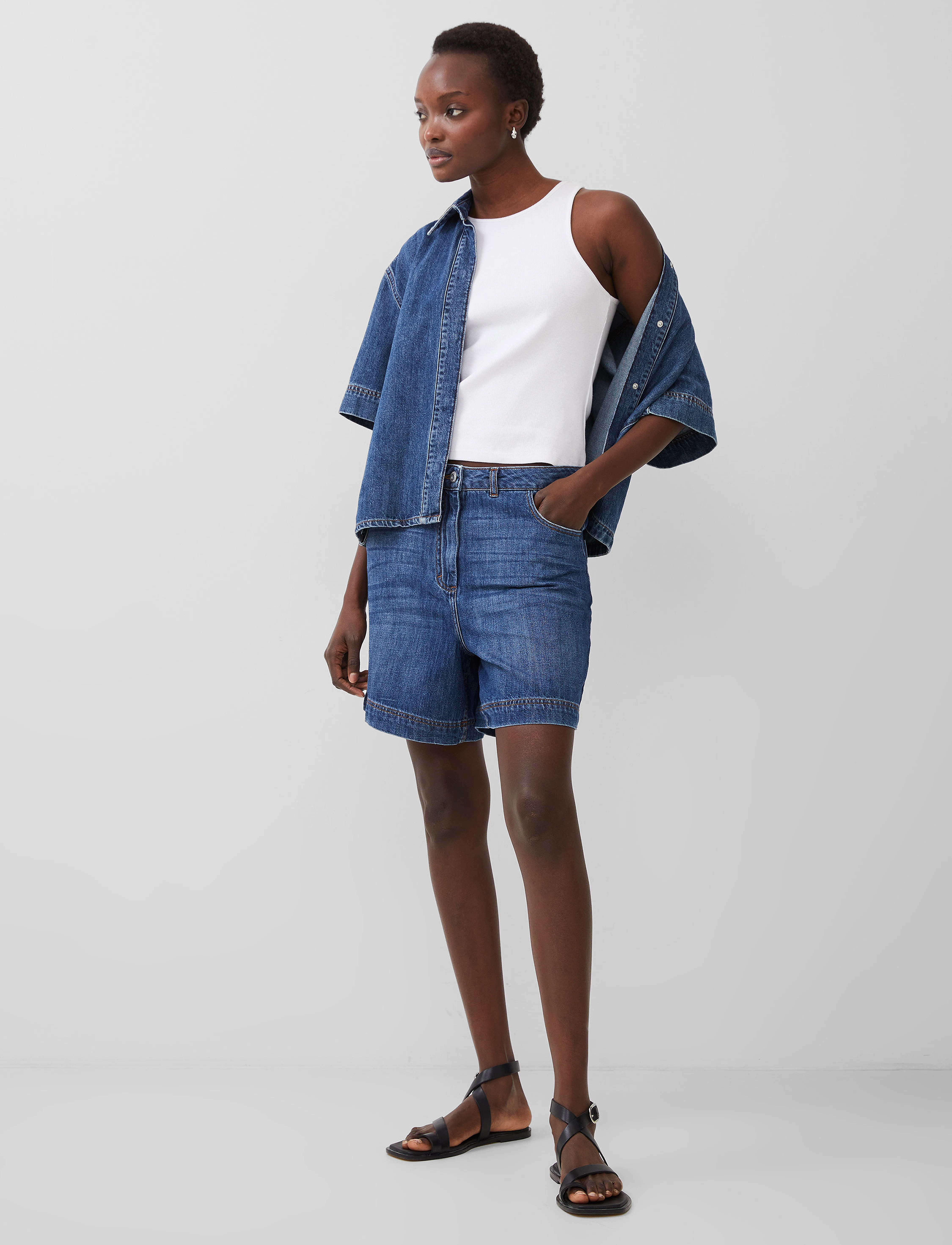 French Connection Finley Denim Short, 36, Blue, Shorts > Denim Shorts, Dame
