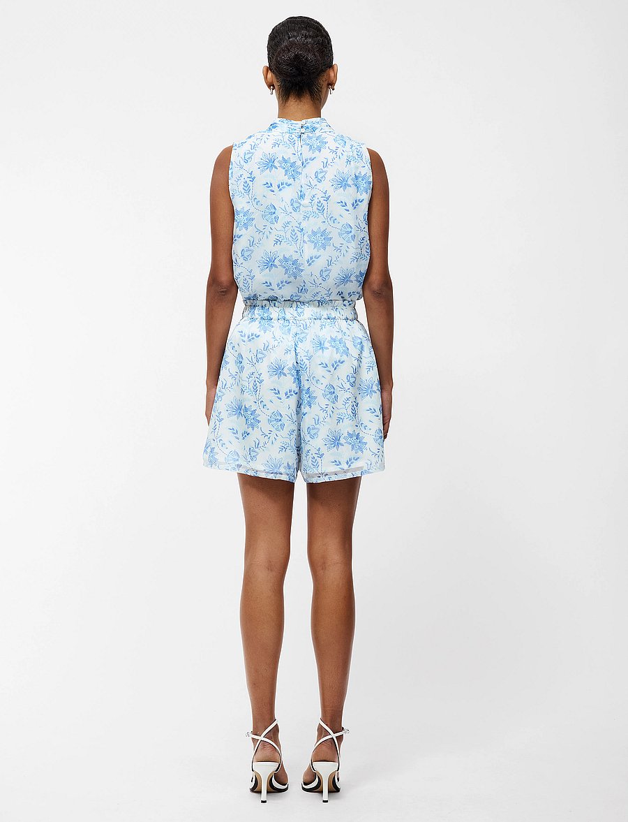 French Connection - SERENITY HALLIE CRINKLE SKORT - vabaaja lühikesed püksid - cream/blue - 4