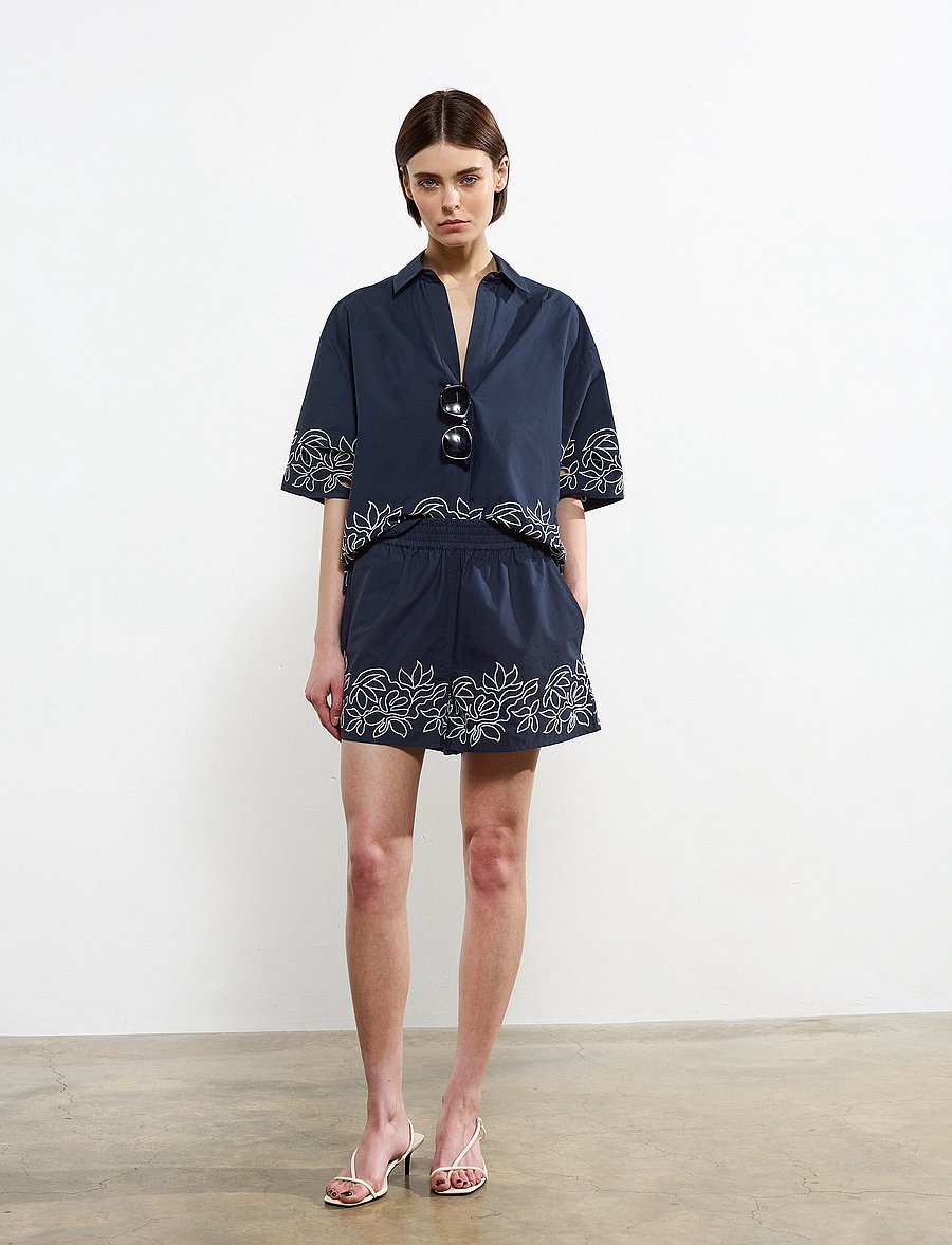 French Connection - ALISSA COTTON SHORTS - freizeitshorts - navy/white - 0