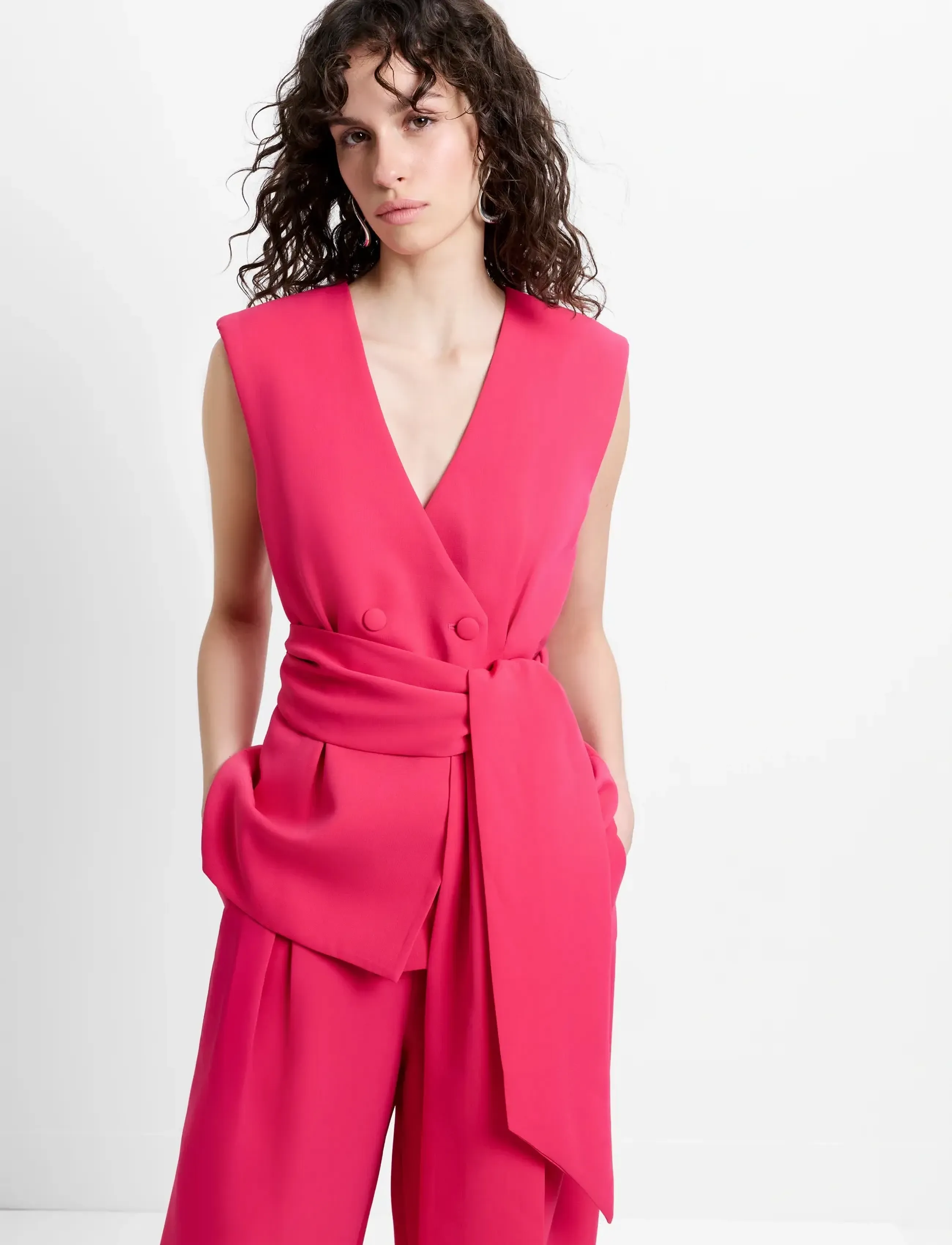 French Connection Tiana Self Tie Waistcoat, 36, Pink, Blazere > Blazere Uden Ærmer, Dame