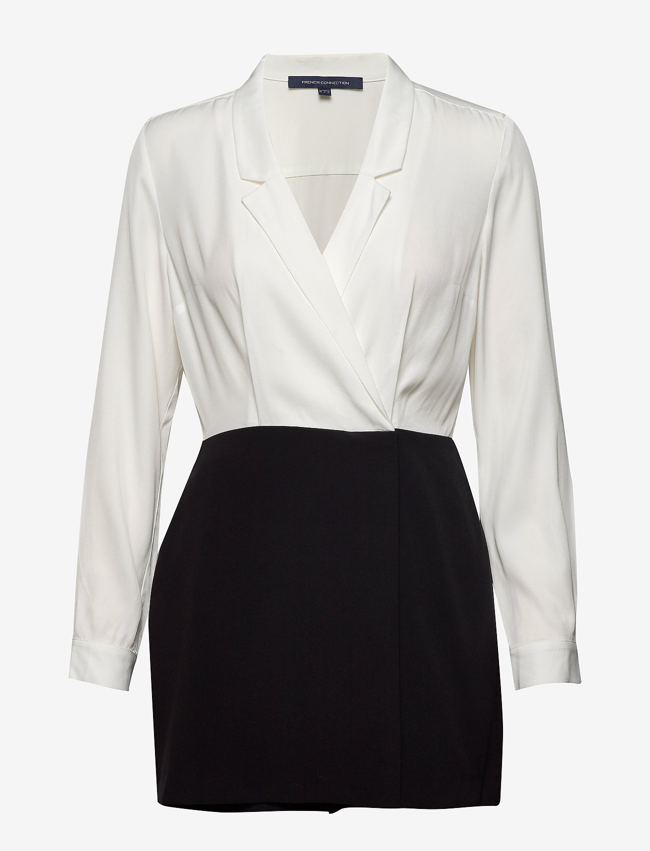 CHINAZA DRAPE TUXEDO PLAYSUIT - SUMMER WHITE/BLACK