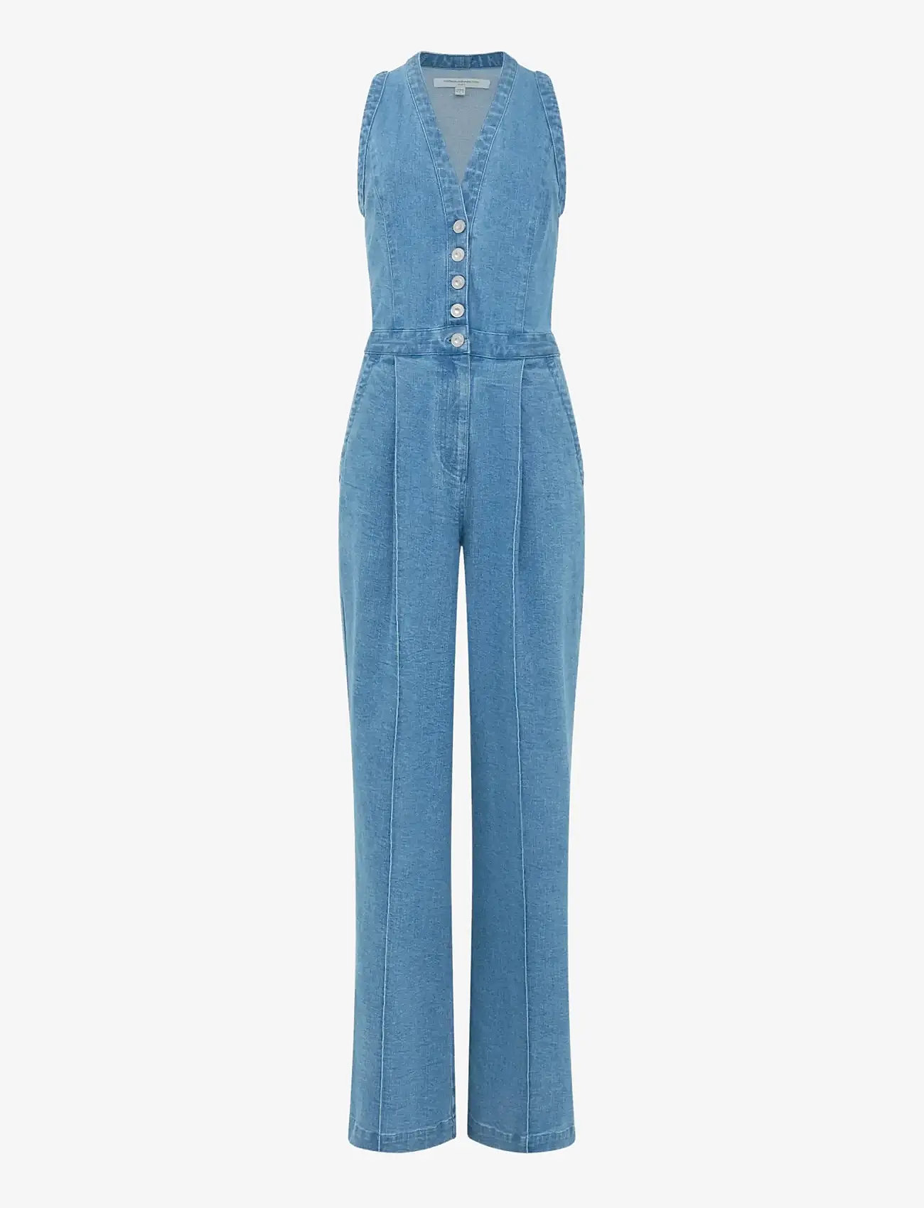 French Connection - ARYWOODE DENIM V NK JUMPSUIT - buksedragter - light wash - 1