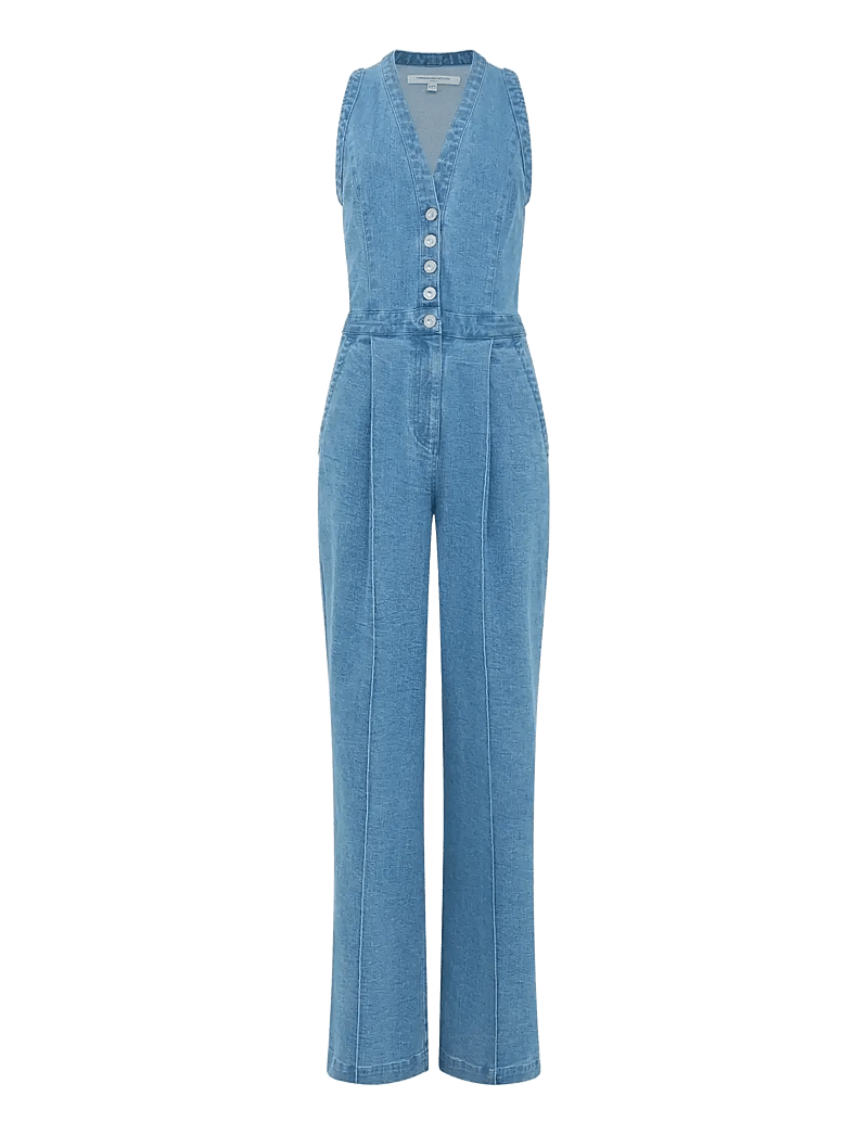 French Connection - ARYWOODE DENIM V NK JUMPSUIT - jumpsuits - light wash - 1