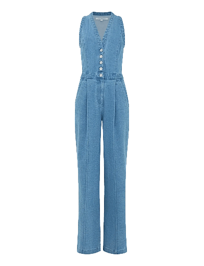 French Connection ARYWOODE DENIM V NK JUMPSUIT - French Connection - LIGHT WASH / blue