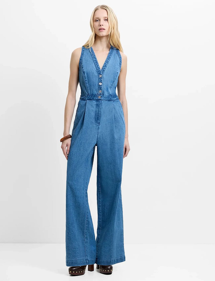 French Connection - ARYWOODE DENIM V NK JUMPSUIT - jumpsuits - light wash - 0