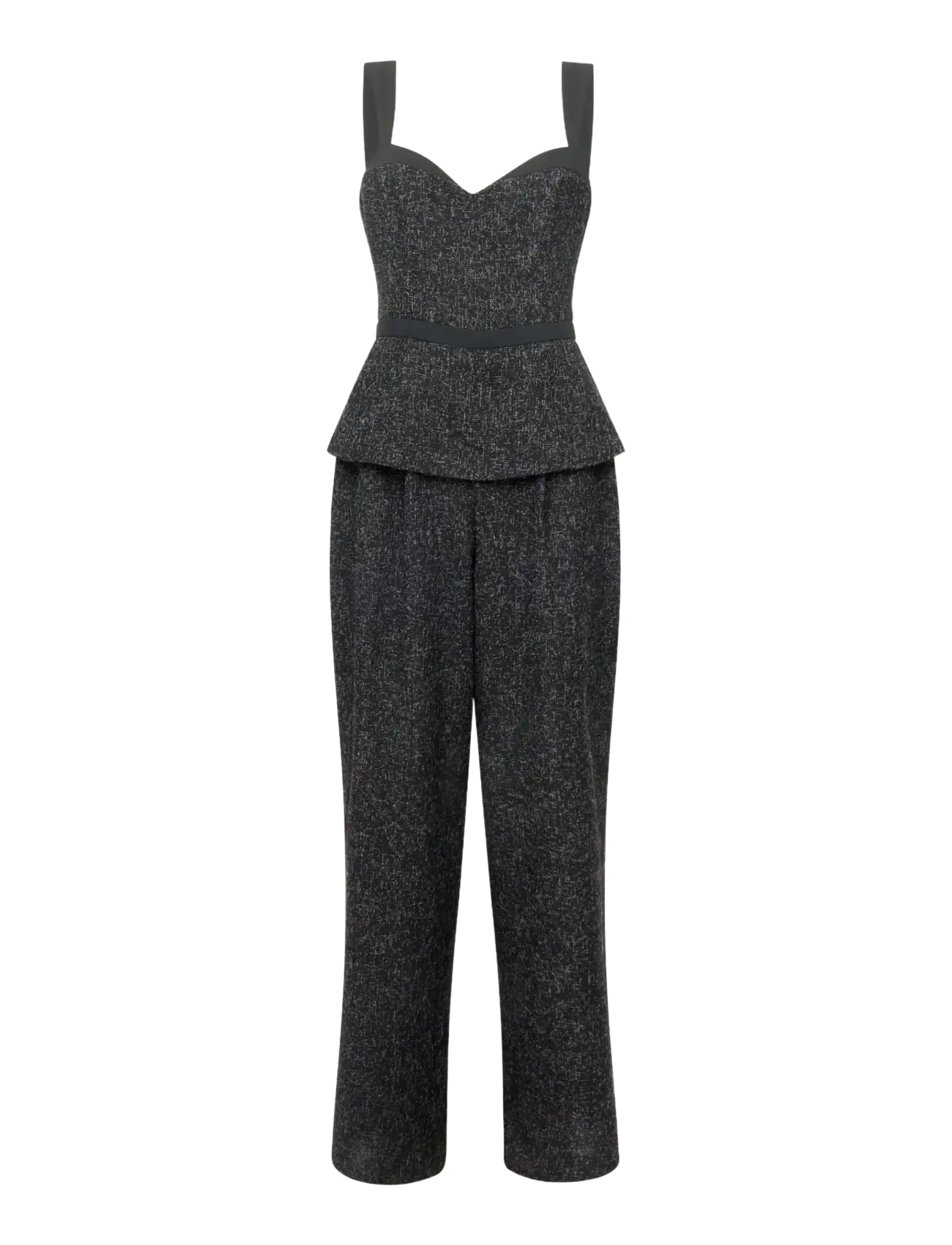 FRENCH CONNECTION Alyssia Boucle Peplum Jumpsuit Schwarz - 42 - Damen