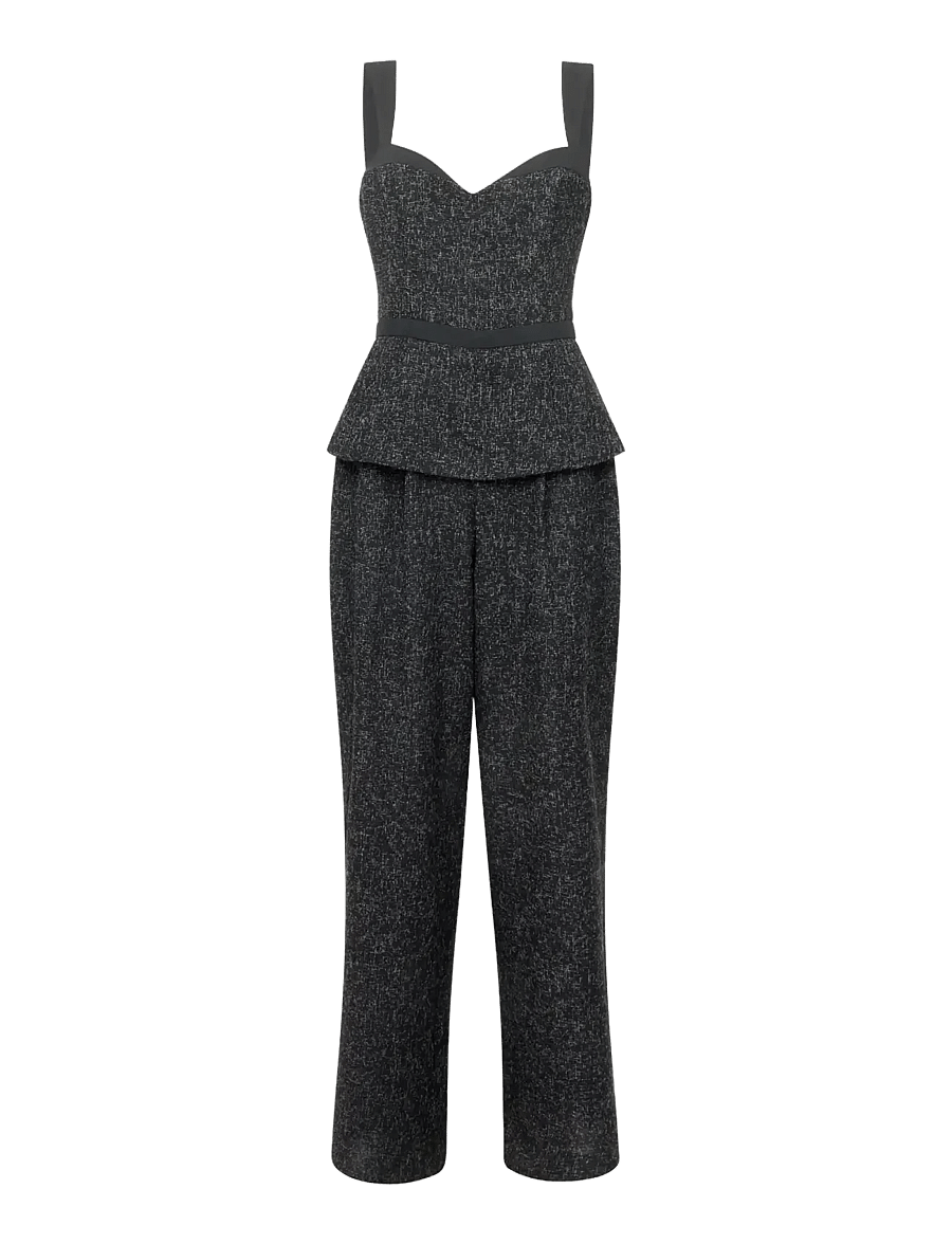French Connection - ALYSSIA BOUCLE PEPLUM JUMPSUIT - jumpsuits - black - 1