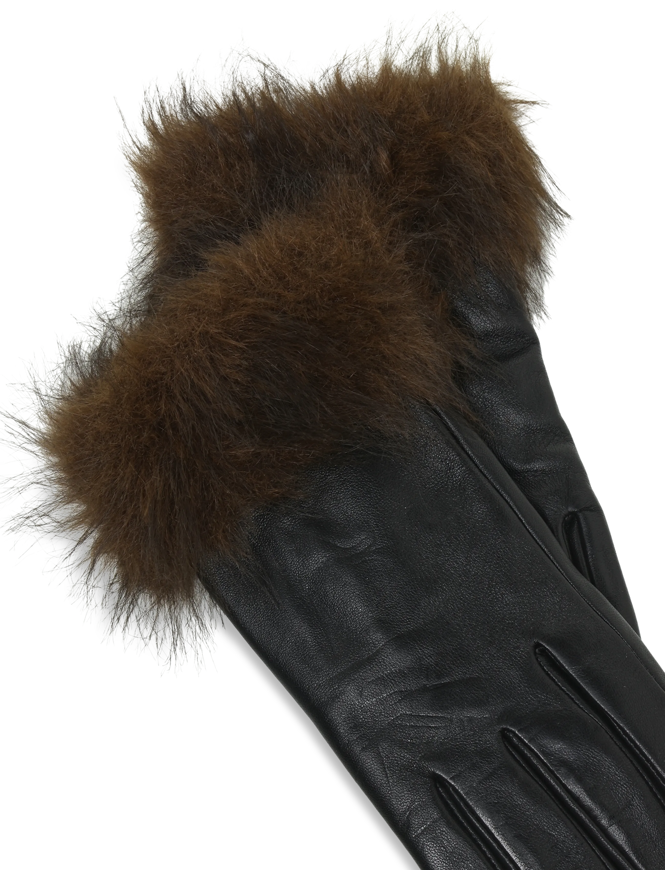 French Connection - FUR CUFF LEATHER GLOVES - leather gloves - dark brown/black - 3