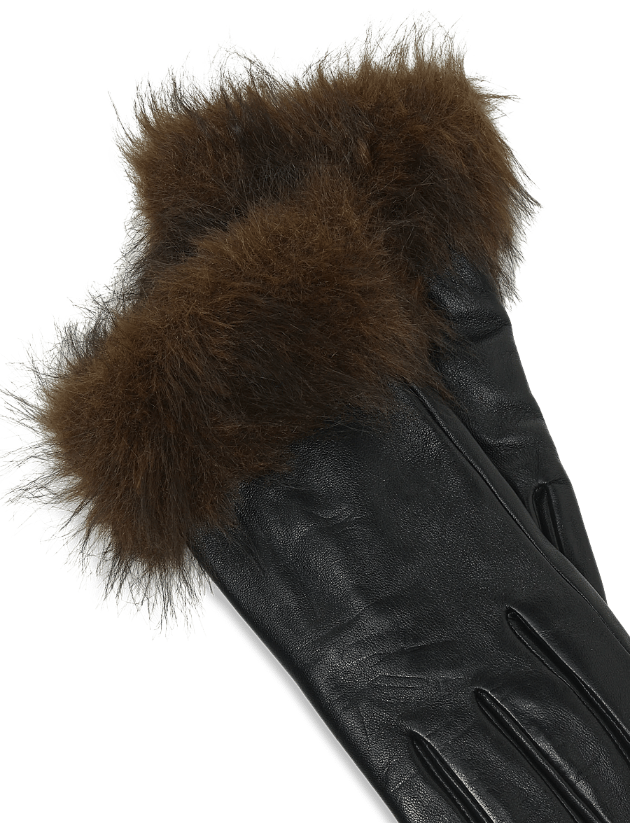 French Connection - FUR CUFF LEATHER GLOVES - leather gloves - dark brown/black - 3