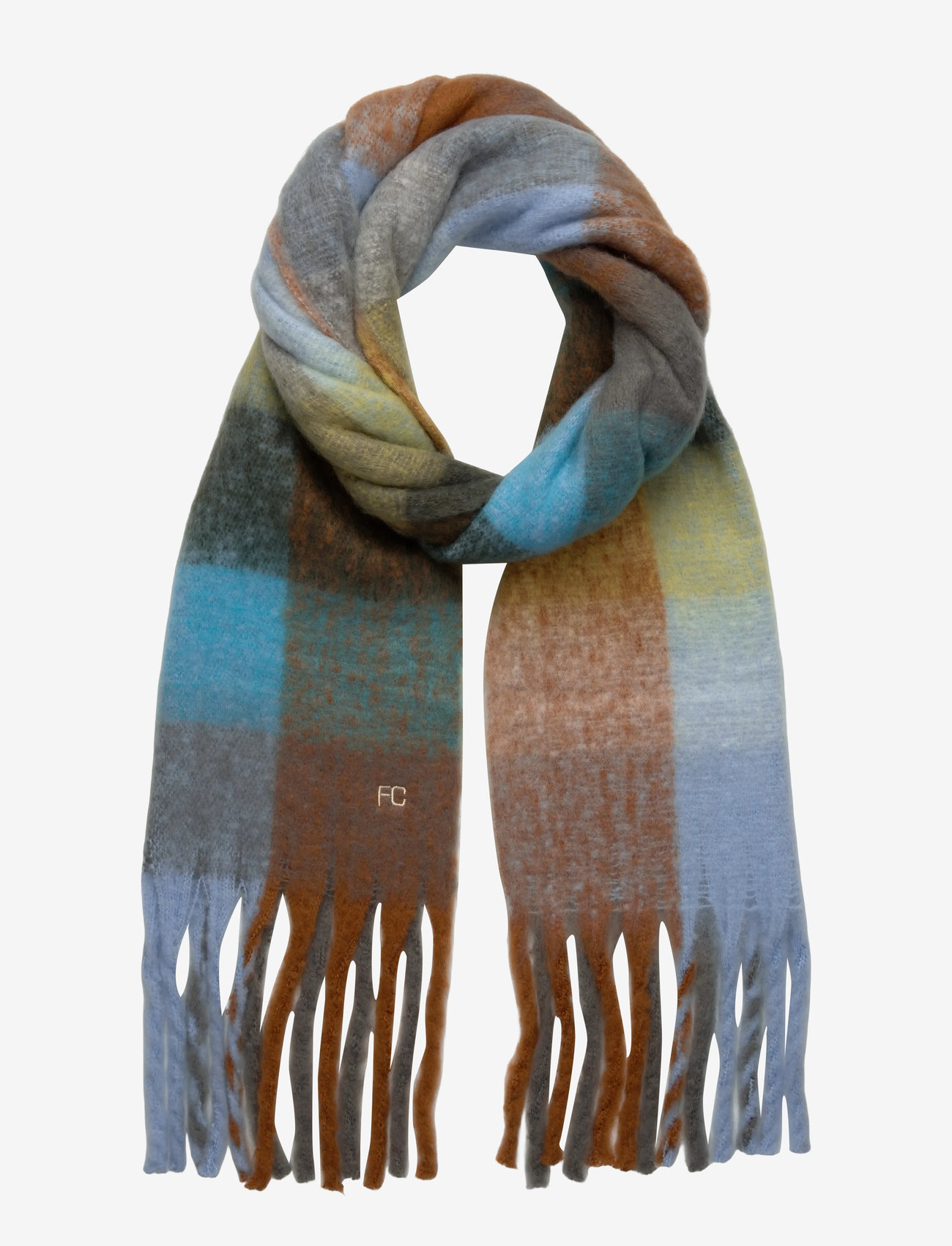 French Connection - FC FLUFFY CHECK SCARF - talvesallid - multi blue - 0