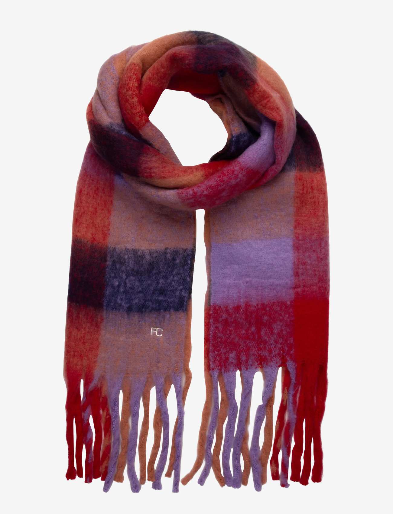 French Connection - FC FLUFFY CHECK SCARF - winter scarves - multi red - 0