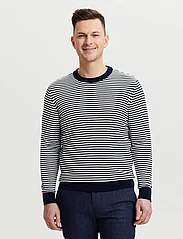 FRENN - Daniel Organic Cotton Pullover - knitted round necks - blue white - 3