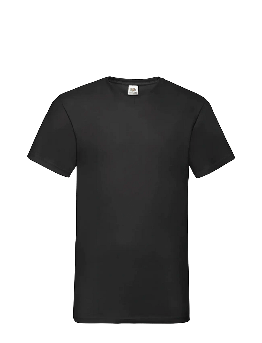 Fruit of the loom - Valueweight V-Neck T - kortærmede t-shirts - black - 0
