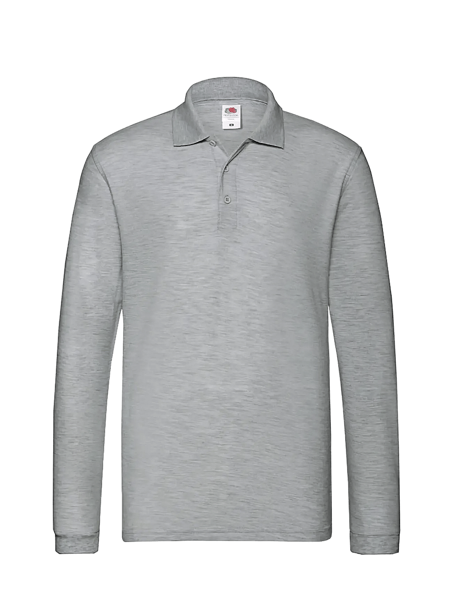 Fruit of the loom - Premium Long Sleeve Polo - långärmade pikéer - athletic heather - 0