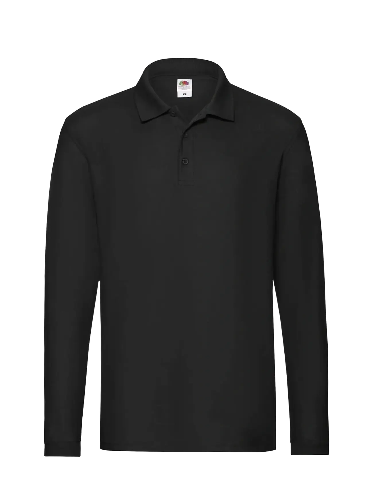 Fruit of the loom Premium Long Sleeve Polo - T-Shirts & Tops - BLACK / black