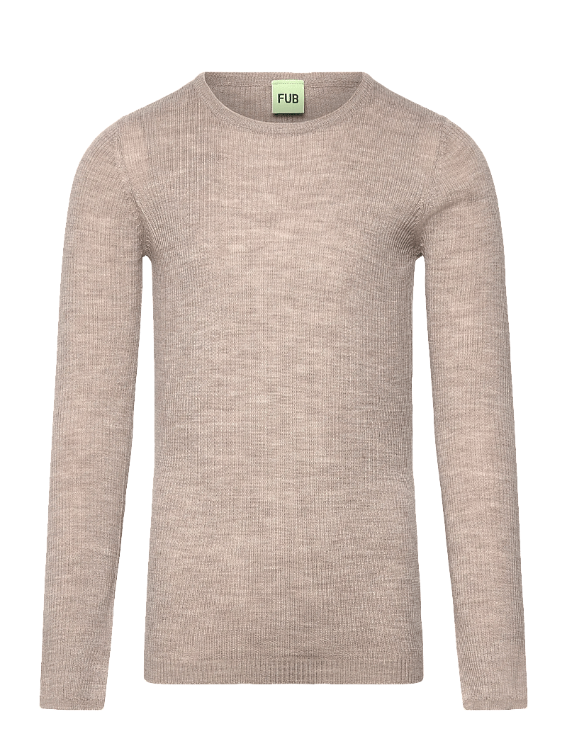 FUB - Rib Blouse - stickade tröjor - oat melange - 0