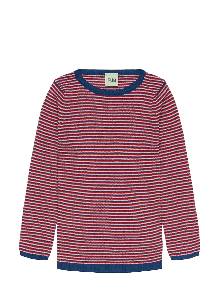 FUB - Rib Blouse - pikkade varrukatega t-särgid - ecru/classic red/deep indigo - 0
