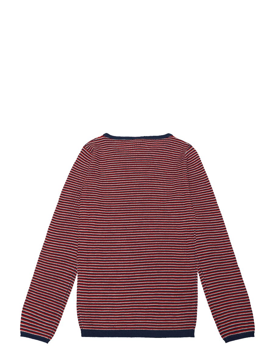 FUB - Rib Blouse - långärmade t-shirts - ecru/classic red/deep indigo - 1