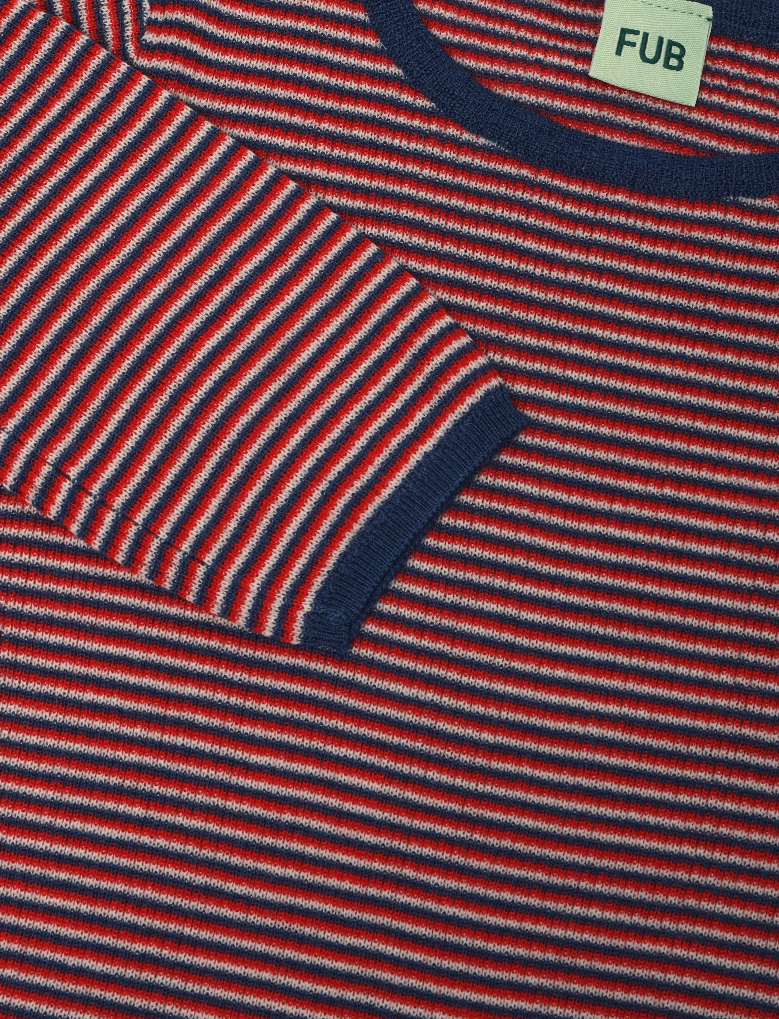 FUB - Rib Blouse - långärmade t-shirts - ecru/classic red/deep indigo - 2