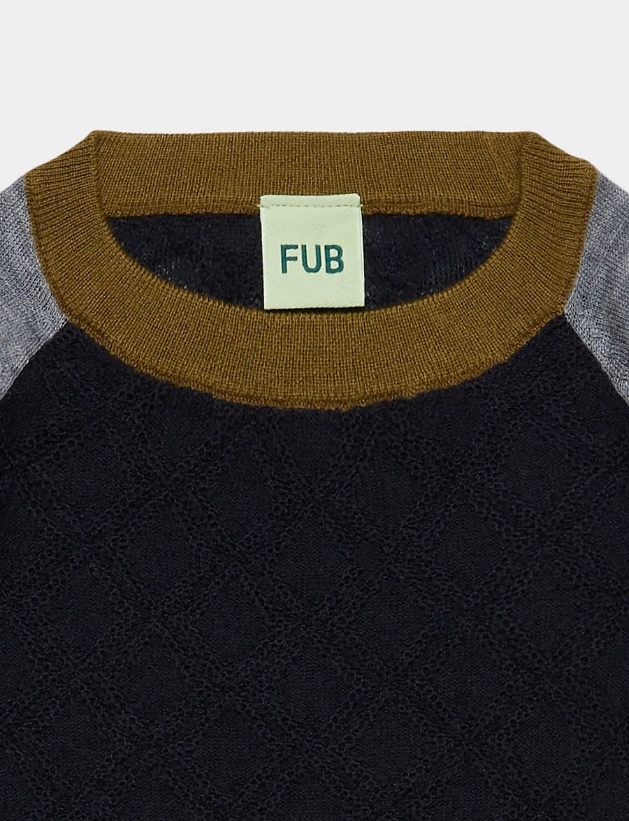 FUB - Colour Block Crew - pullover - dark navy - 1