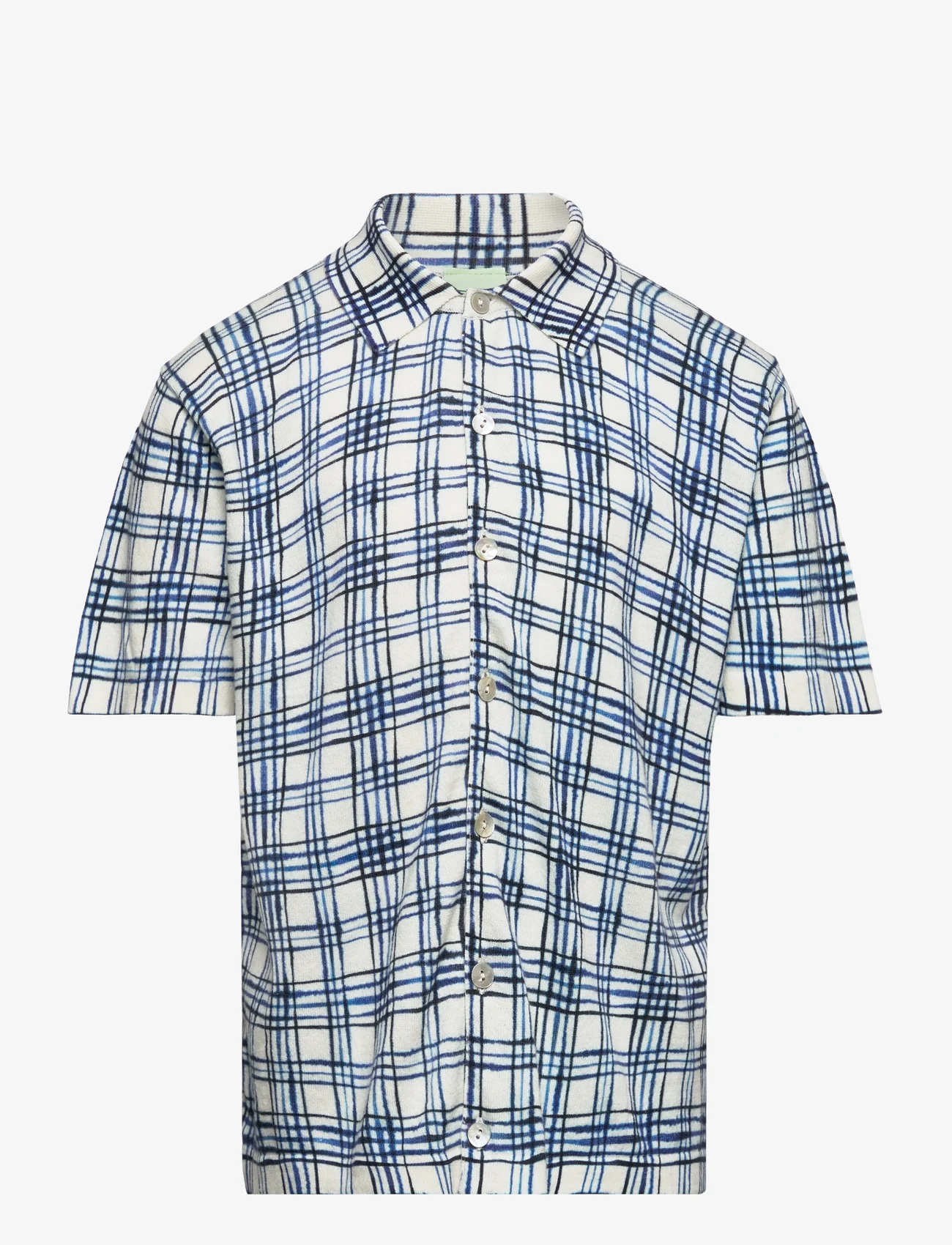 FUB - Printed Shirt - kortermede skjorter - ecru/cobolt - 0