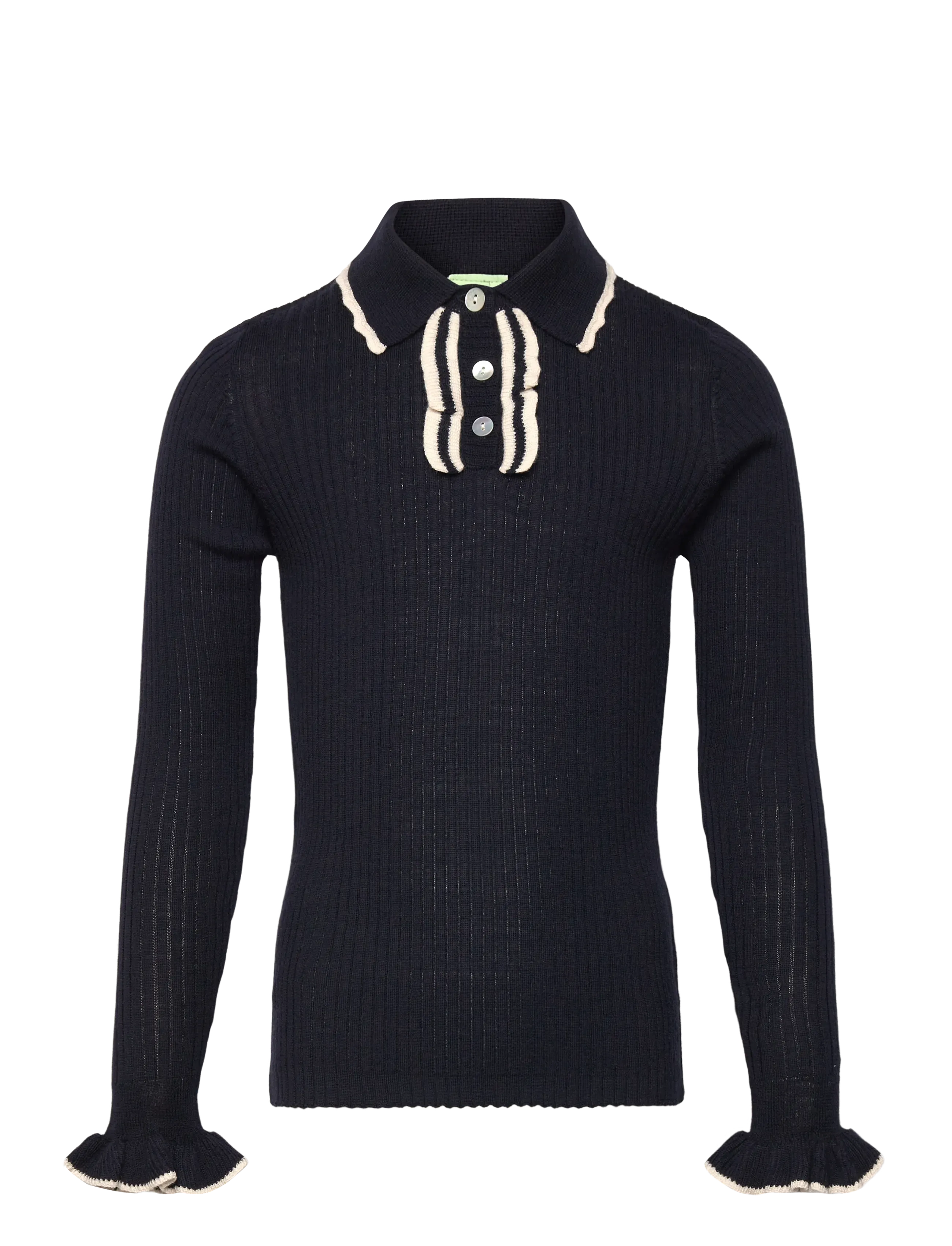 FUB Frill Polo, 100, Navy, Polo Skjorter > Langærmede Polo Shirts, Børn