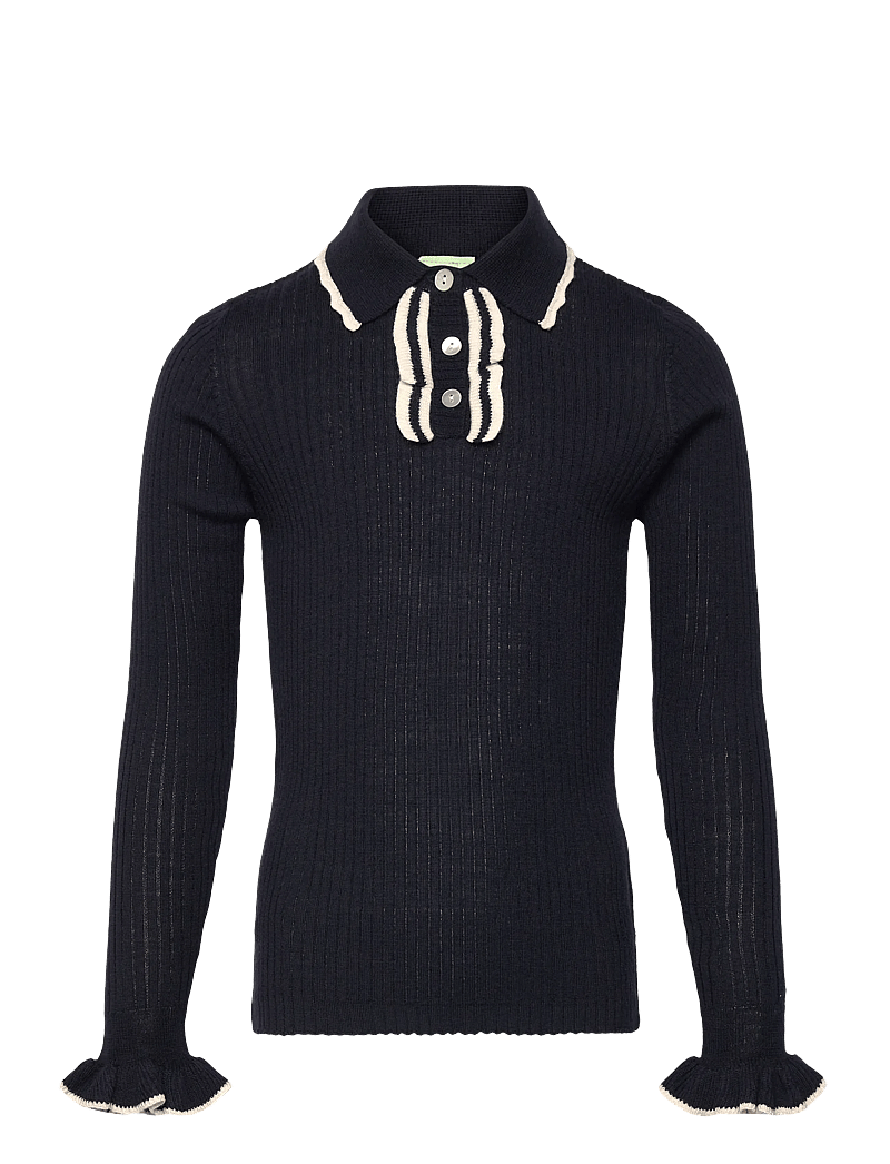 FUB - Frill Polo - langärmelig poloshirt - dark navy - 0