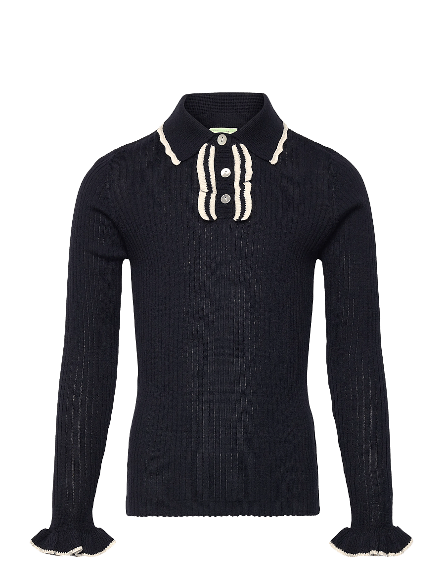 FUB - Frill Polo - långärmade pikéer - dark navy - 0