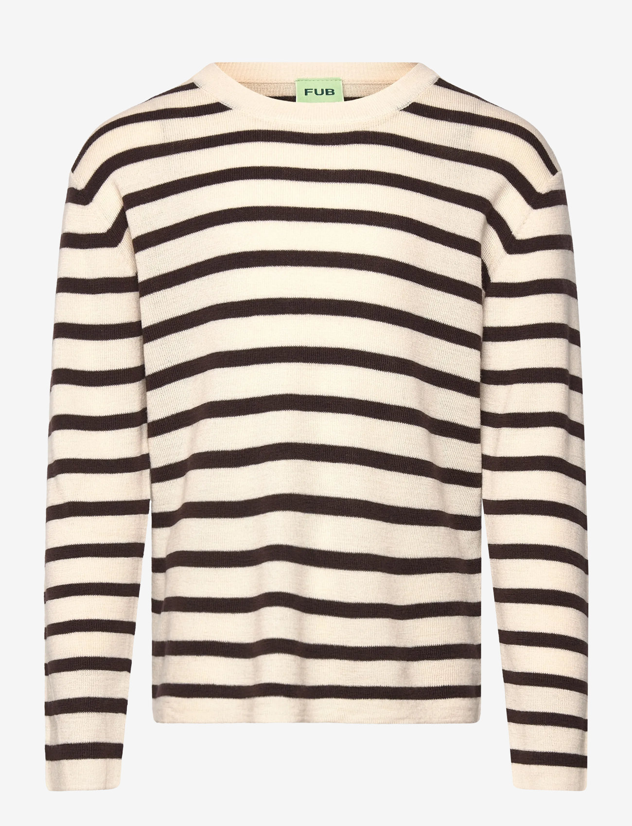 FUB - Longsleeve Tee - långärmade t-shirts - ecru/mocca - 0