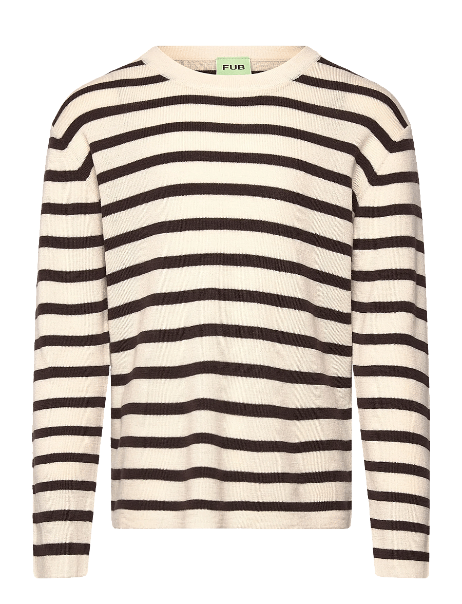 FUB - Longsleeve Tee - langermede t-skjorter - ecru/mocca - 0