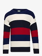 Multistriped Sweater - DARK NAVY/ECRU/ROYAL BLUE/BRIGHT RED