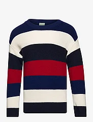 FUB - Multistriped Sweater - džemperiai - dark navy/ecru/royal blue/bright red - 0