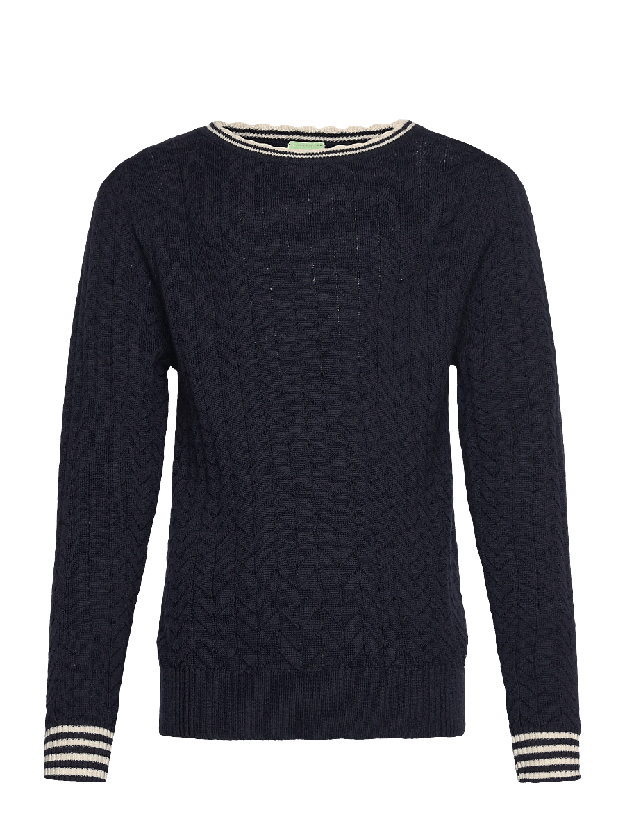 FUB - ZigZag Blouse - stickade tröjor - dark navy - 0