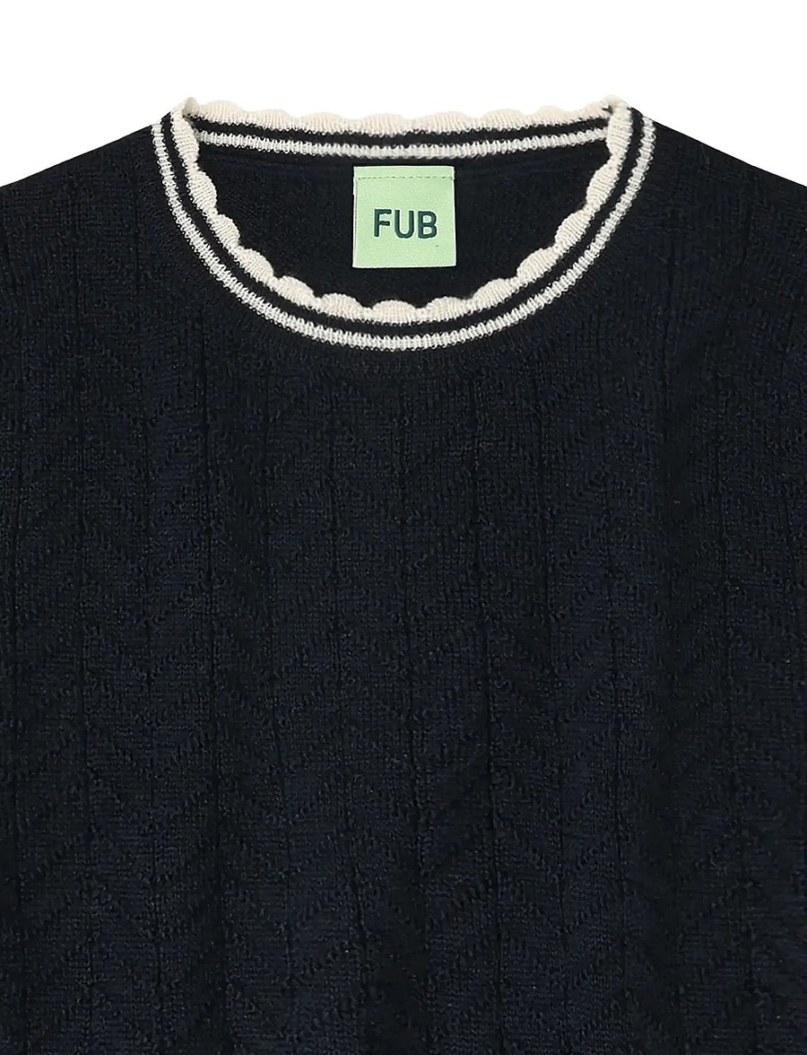 FUB - ZigZag Blouse - stickade tröjor - dark navy - 2