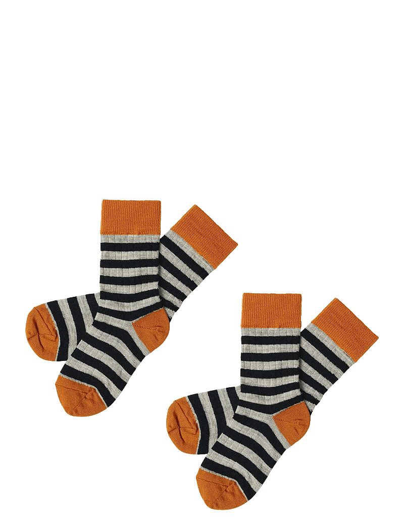 FUB - 2-Pack Classic Stripe Socks - strumpor - burnt amber/dark navy - 0