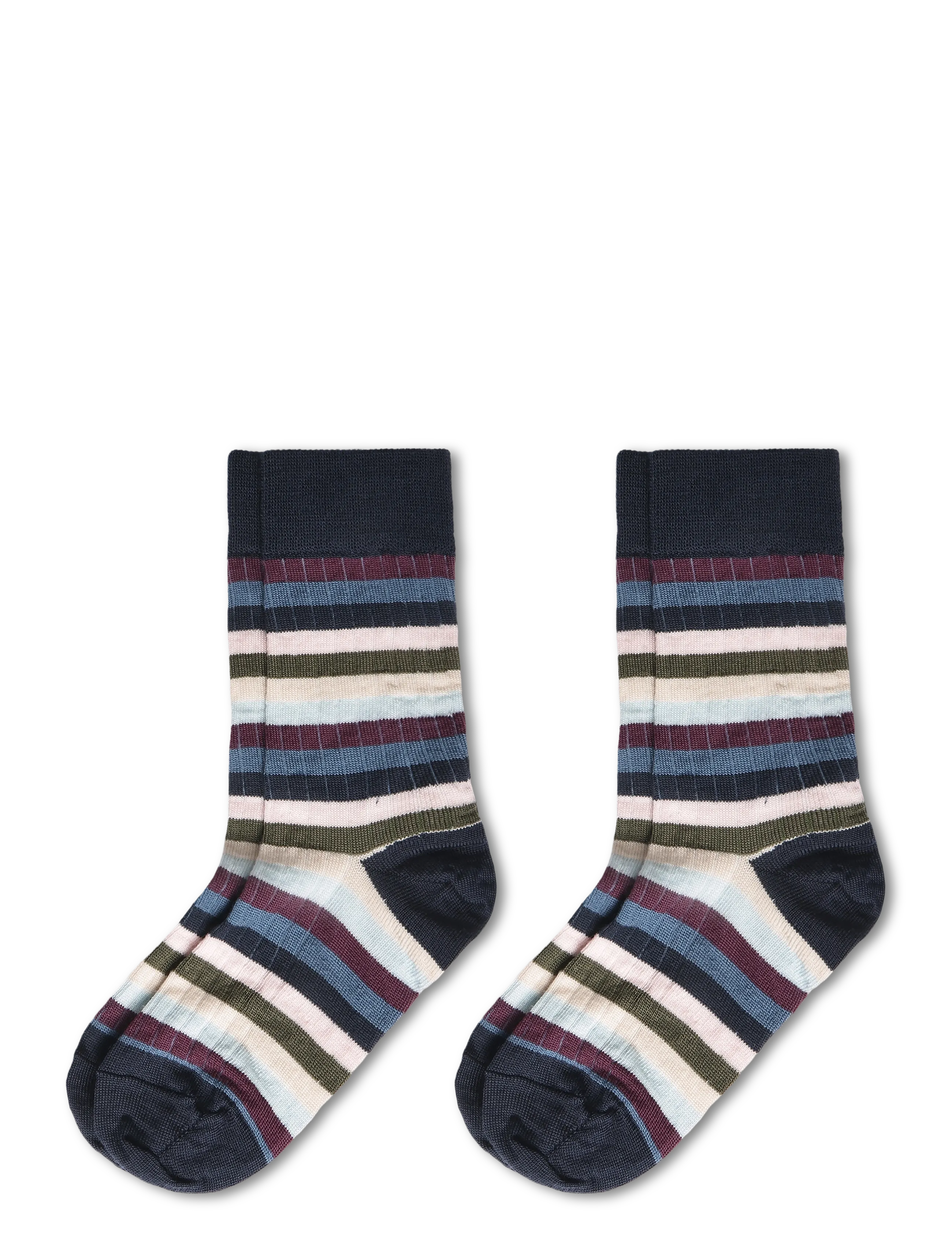 FUB 2-Pack Classic Striped Socks - Winter Collection - DARK NAVY,MULTI STRIPE / navy