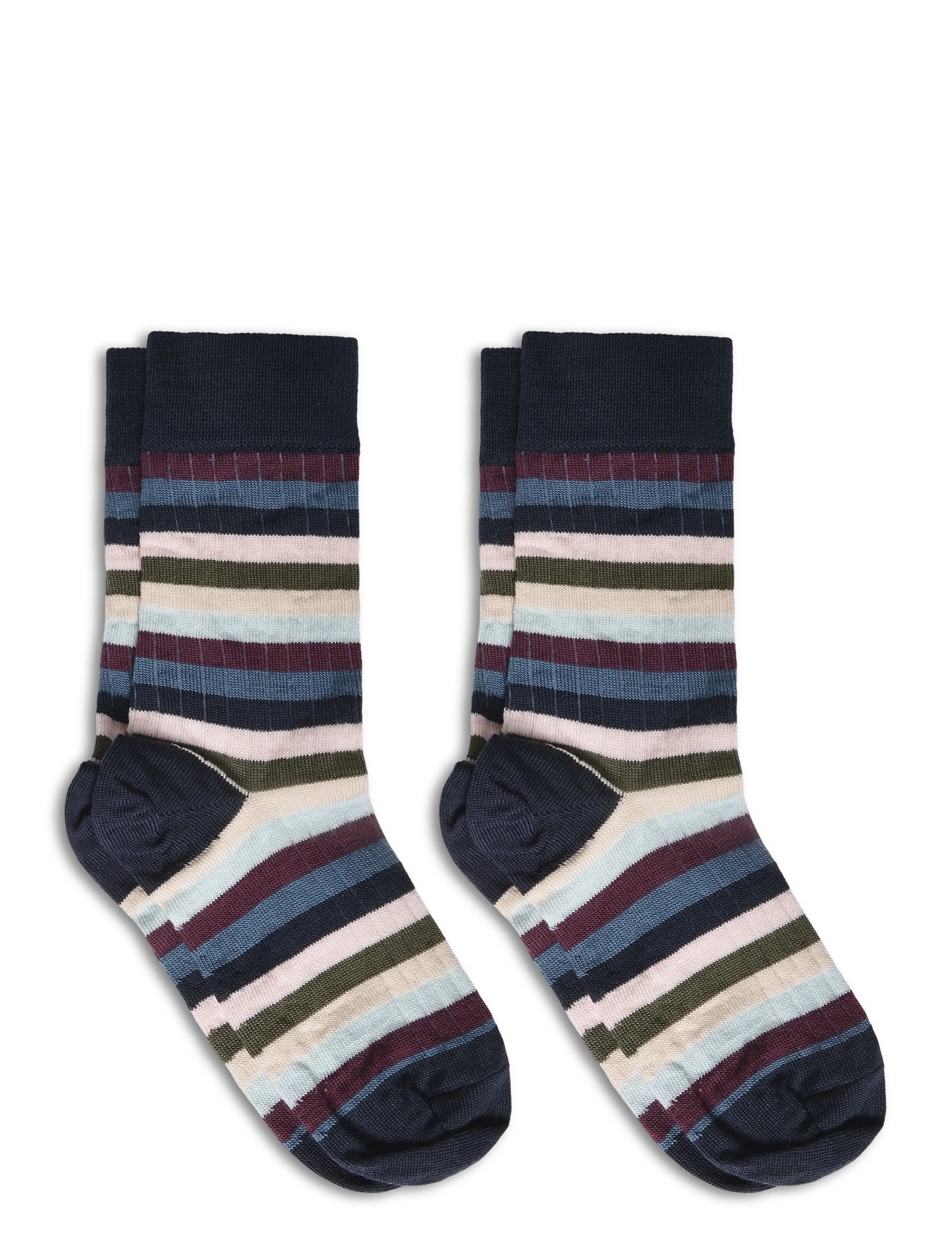 FUB - 2-Pack Classic Striped Socks - socks - dark navy,multi stripe - 1