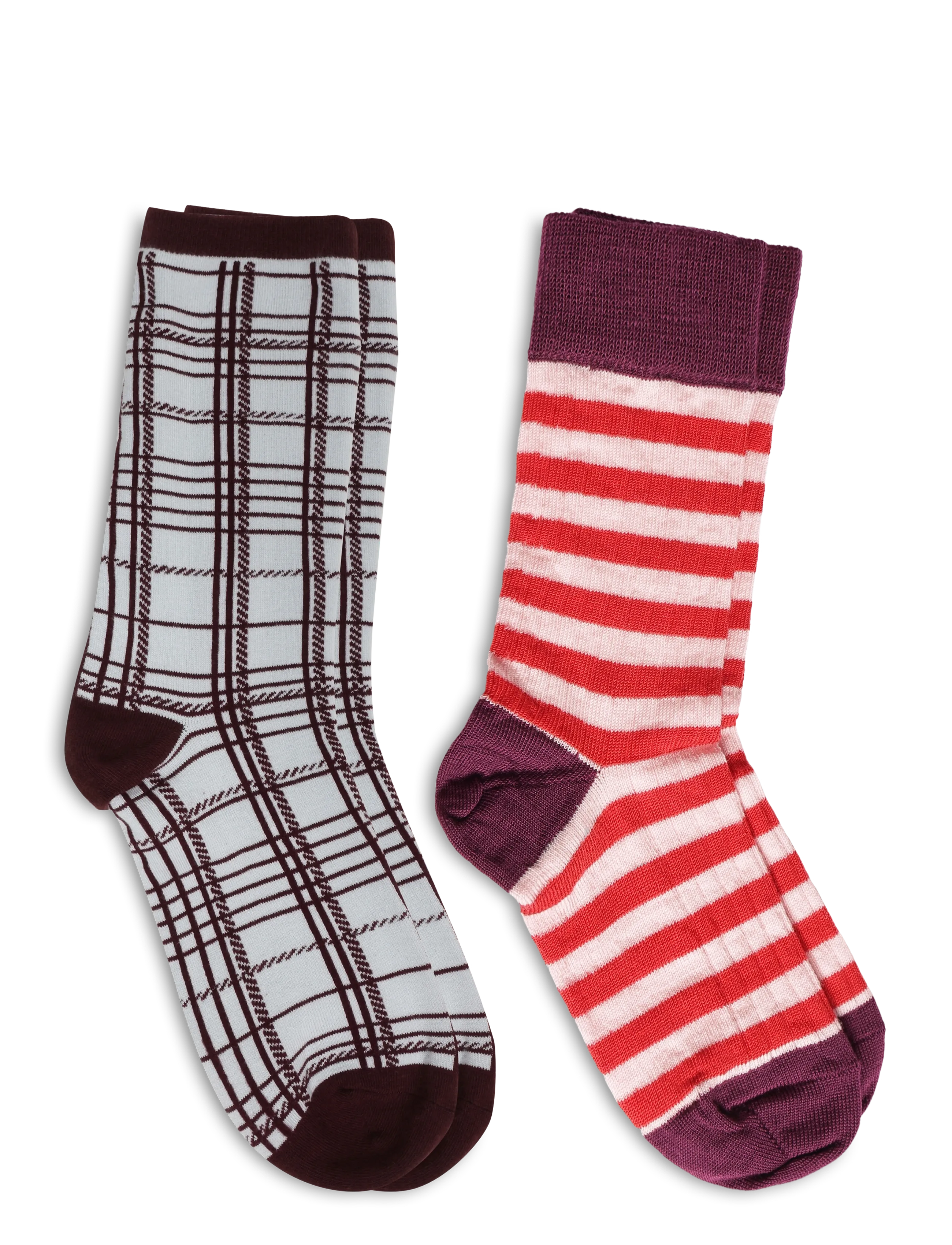 FUB - 2-Pack Classic Striped Socks - strømper - violet,classic red - 1