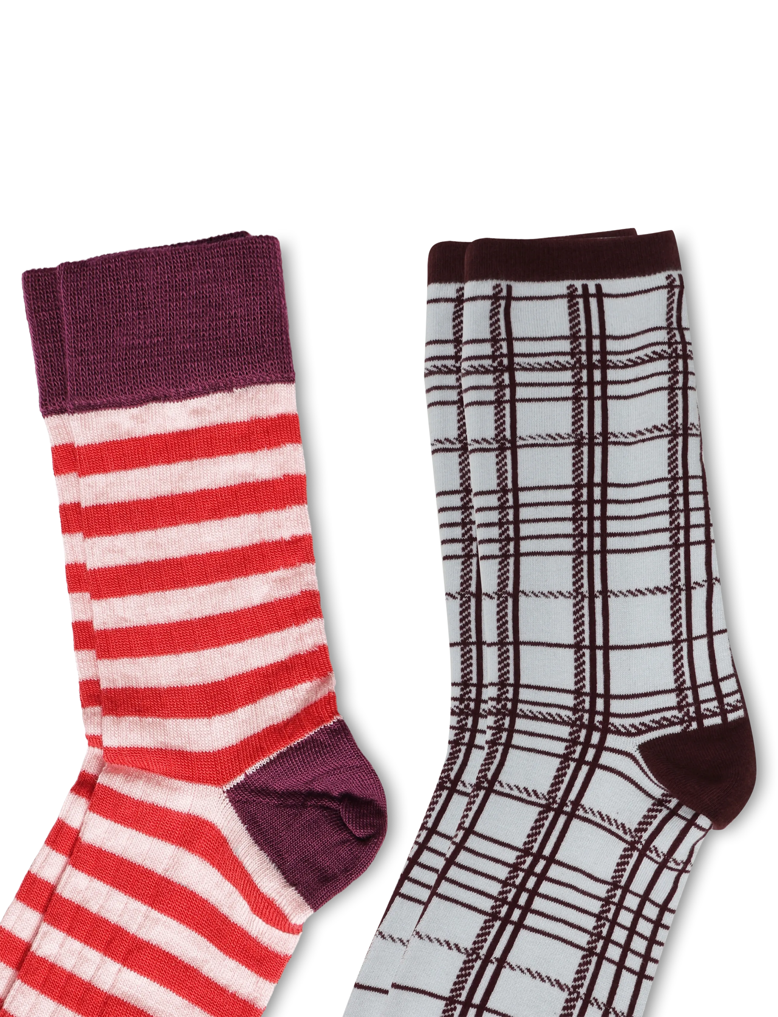 FUB - 2-Pack Classic Striped Socks - strømper - violet,classic red - 2